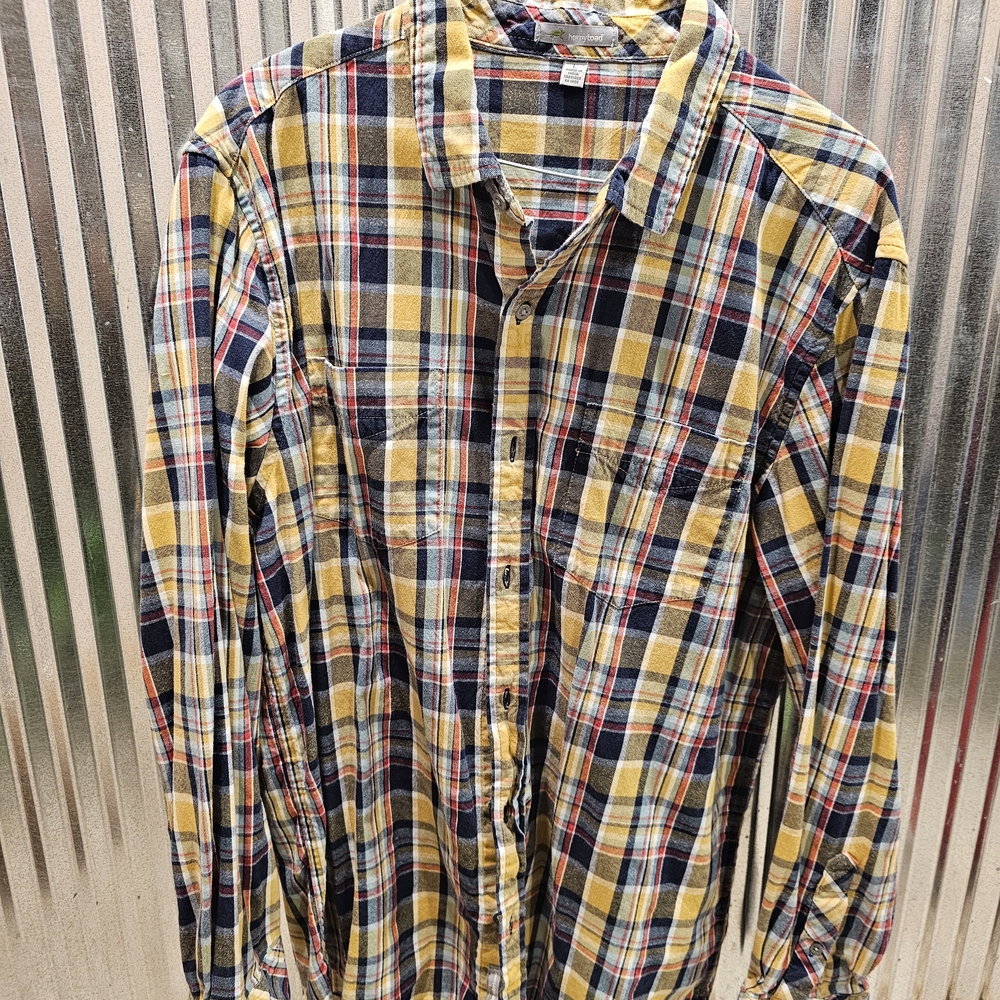 Horny Toad Men's Plaid Metal Button Down Shirt